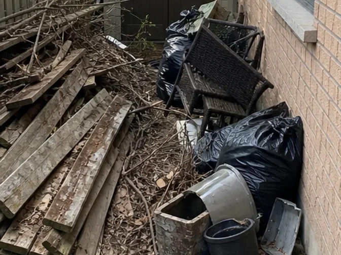 Backyard Debris Cleanup in Richmond Hill before work began