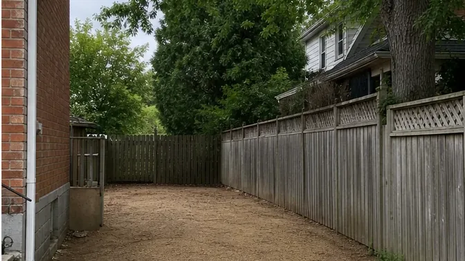 Same driveway with the garage and slab removed