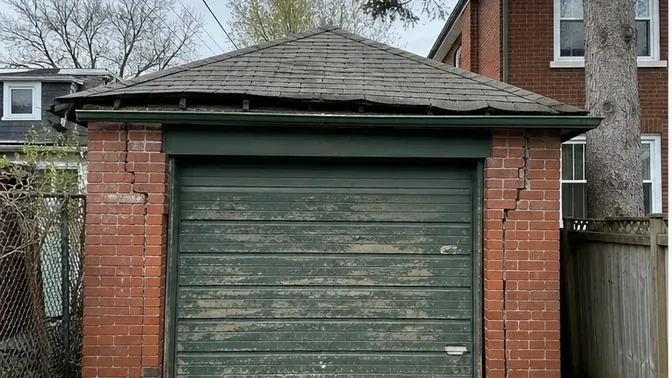 Brick Garage Demolition in North York before work began