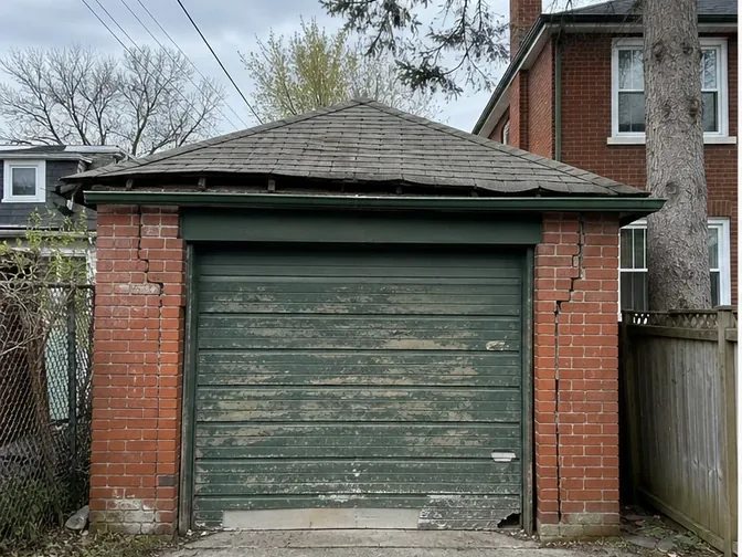 Brick Garage Demolition in North York before work began