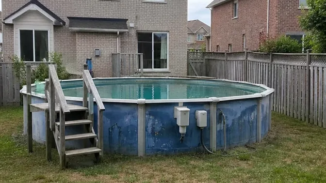 Above-Ground Pool Removal in Thornhill before work began