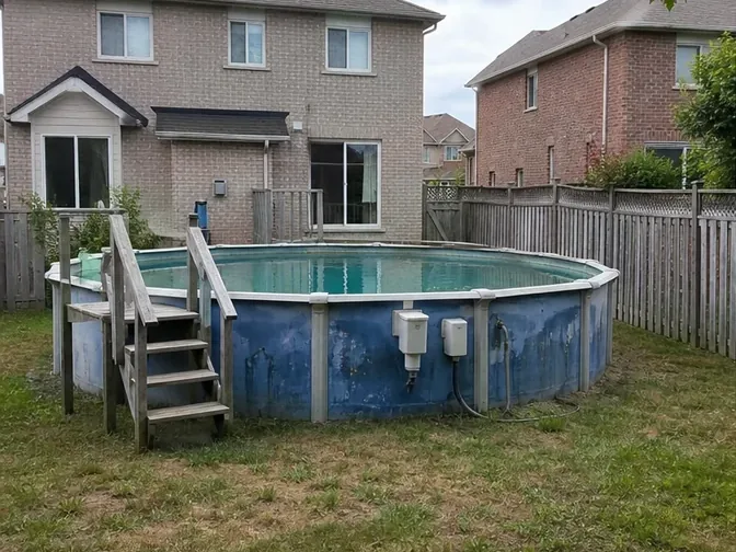 Above-Ground Pool Removal in Thornhill before work began