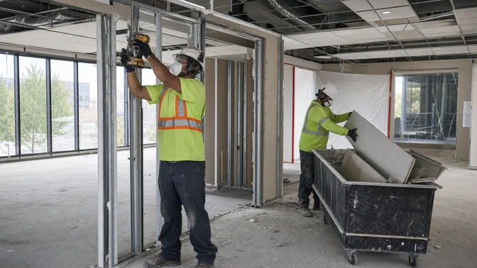 Crew completing a commercial office strip-out